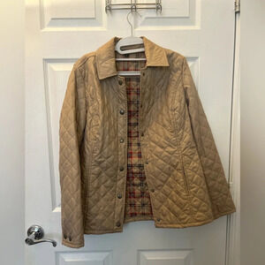 ! Brooks Brothers 346 Quilted Jacket British Plaid Lining Orange Women's 8